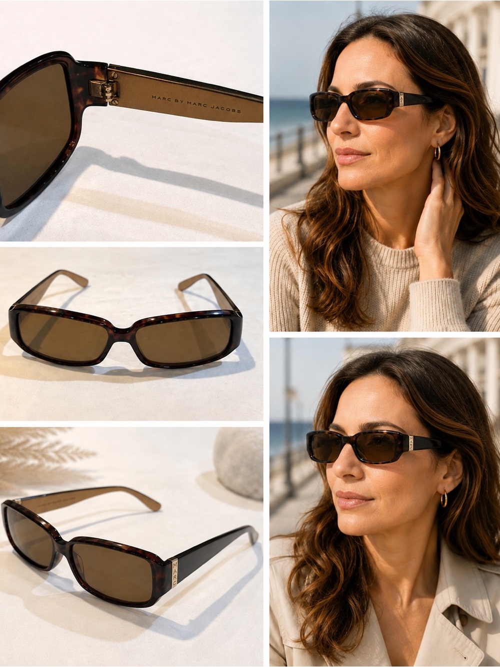 Marc by Marc Jacobs Brown Tortoise Wrap Sunglasses Designer Shades